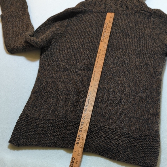 Cozy Chunky Neck Brown Knit Turtleneck Sweater Earthy Boho - Picture 5 of 8